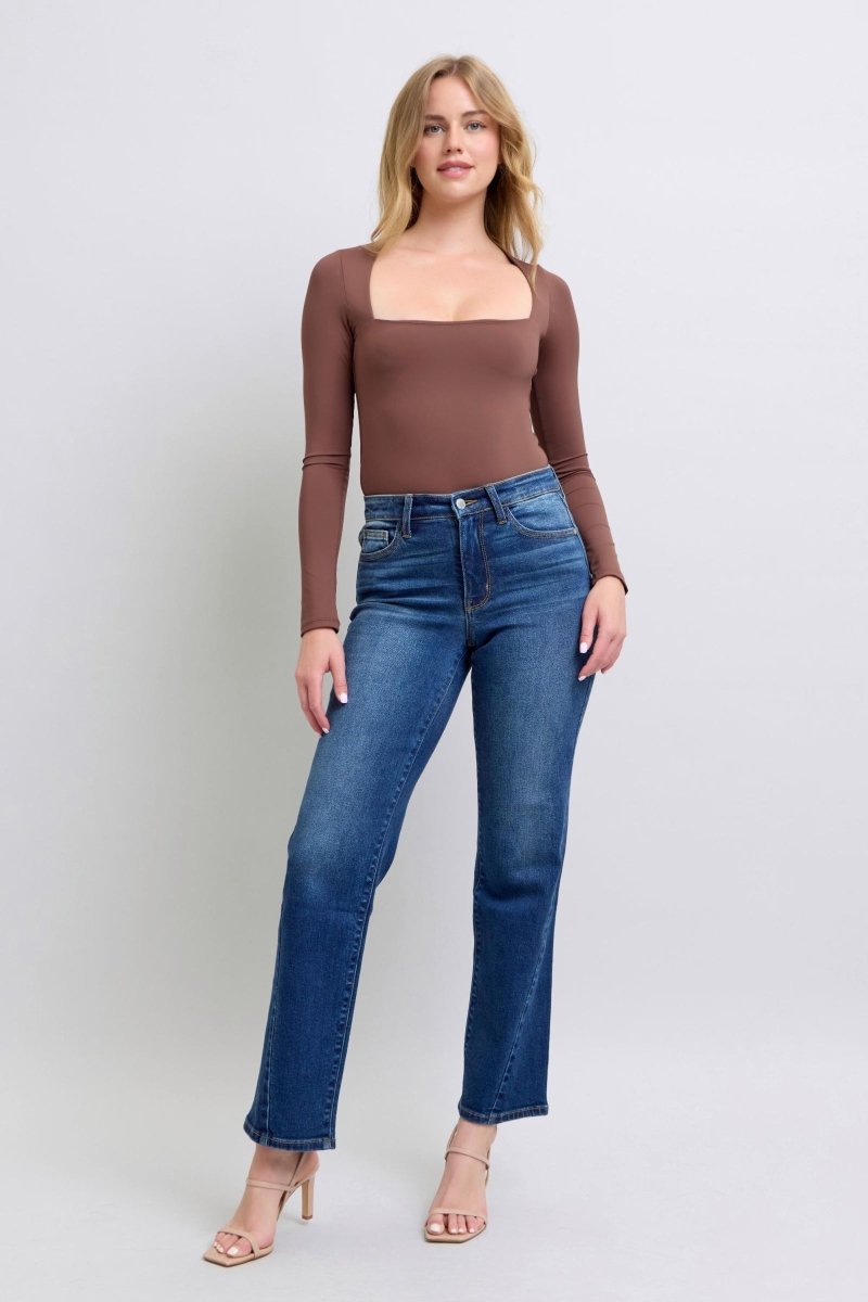 Premium Judy Blue Full Size Side Seam Detail Straight Jeans