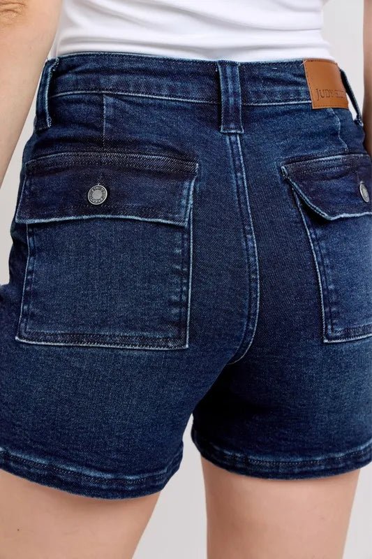 Premium Judy Blue High Waist Back Flap Pocket Denim Shorts for Women