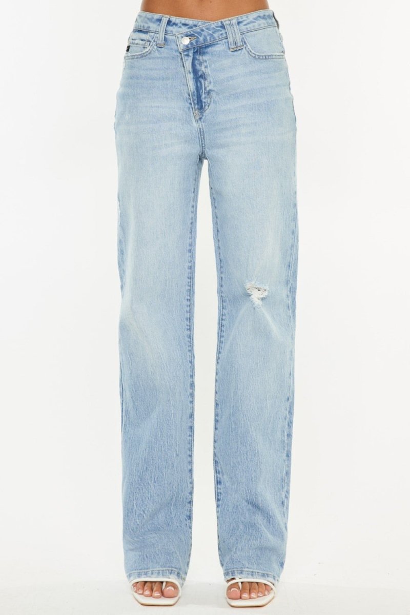 Premium Kancan Distressed High Waist Straight Jeans for Women