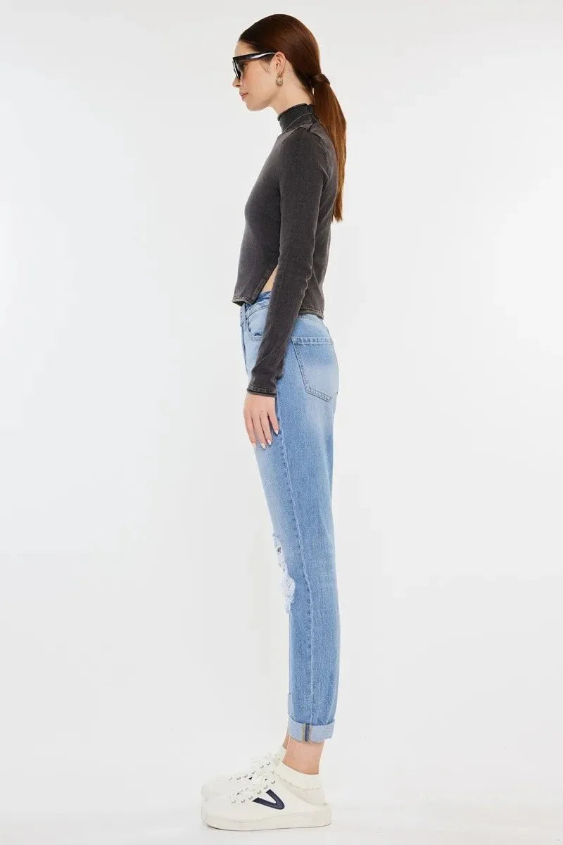 Kancan High Rise Distressed Mom Jeans for Trendy Style