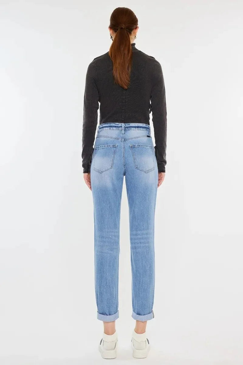 Kancan High Rise Distressed Mom Jeans for Trendy Style