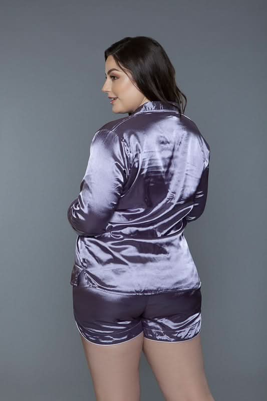 Premium BE WICKED Liz PJ Set in Lilac, Comfortable Sleepwear for Women, Size 1X