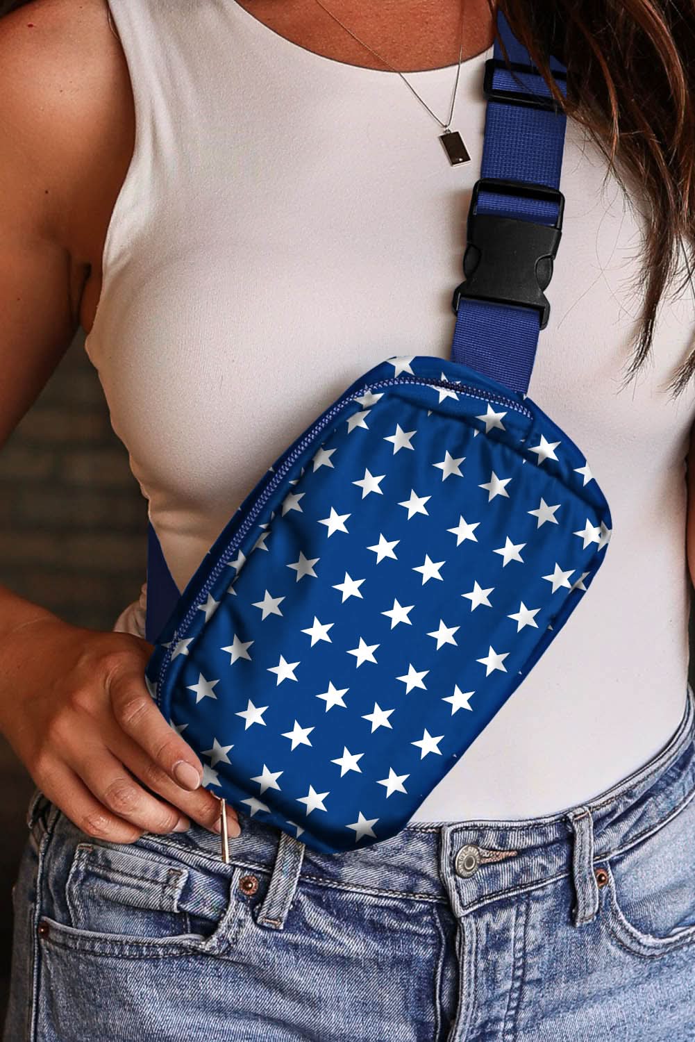 Bluing patriotic star crossbody bag