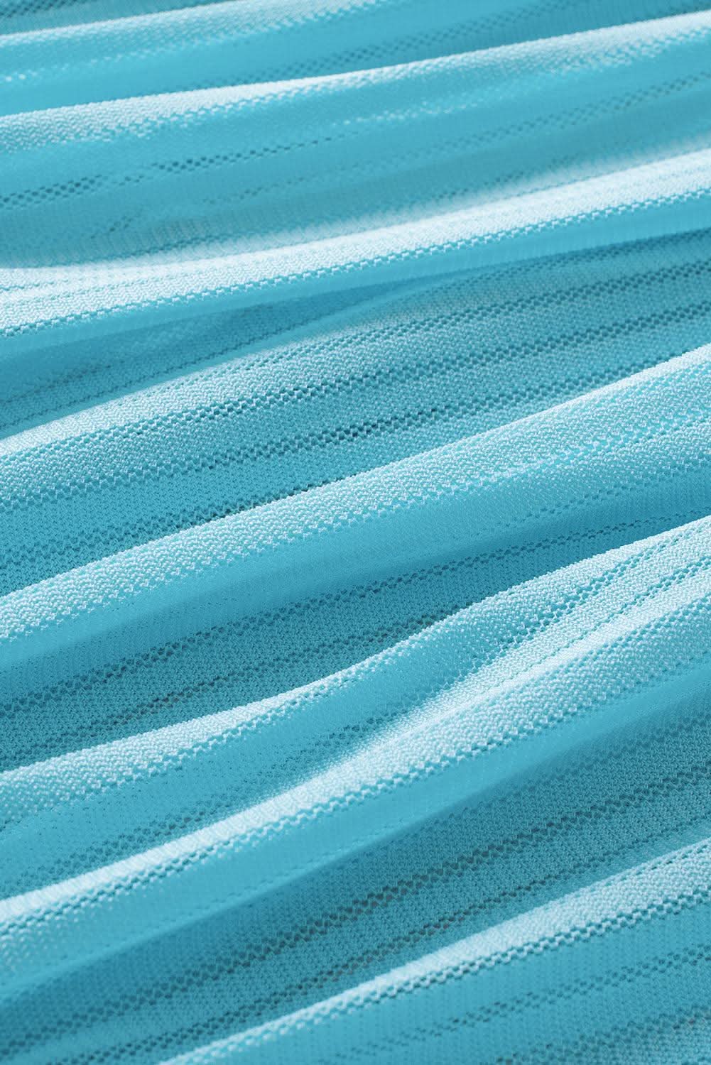 Turquoise mesh tankini with knot detail