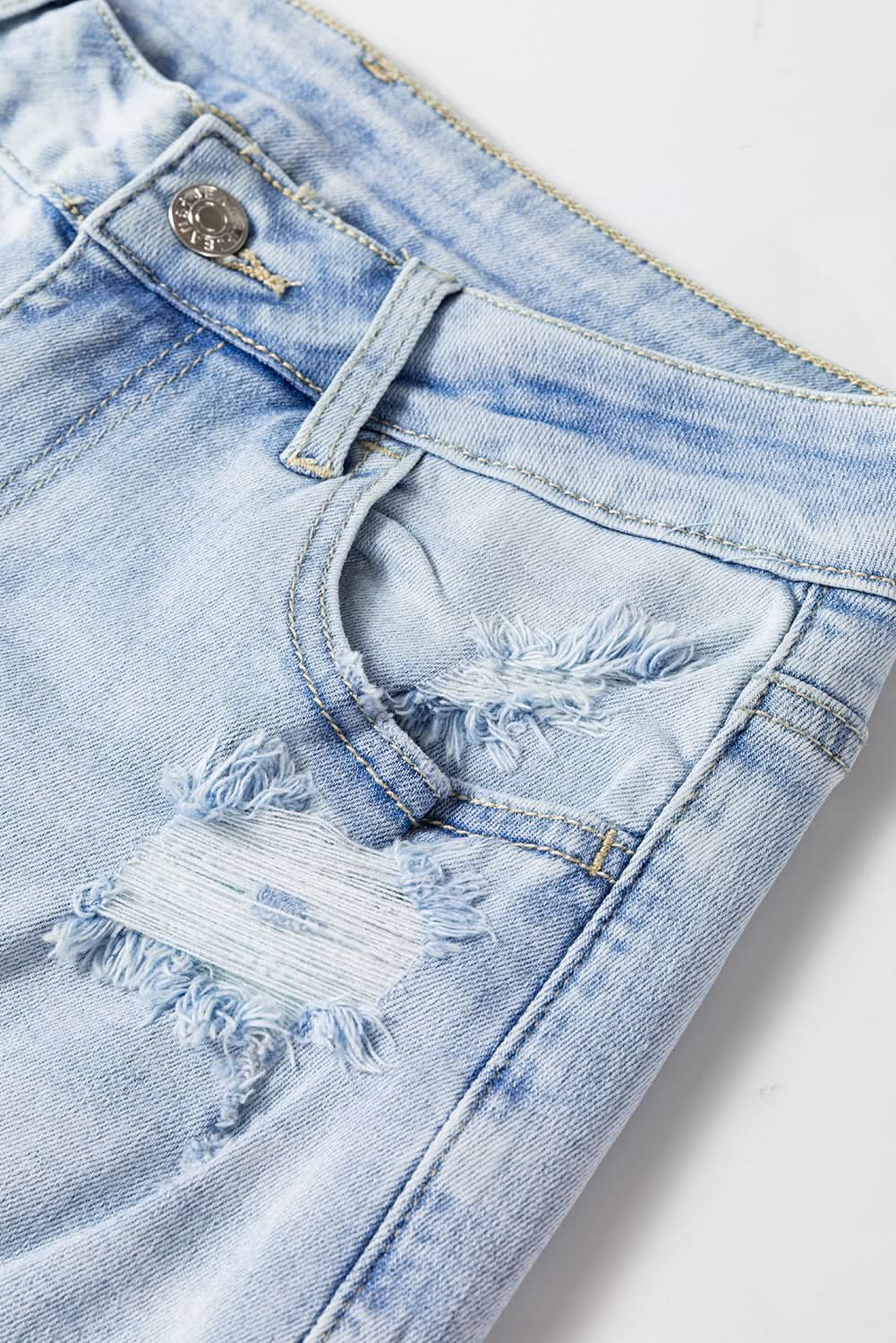 Love Salve Beau Blue Distressed Flare Jeans