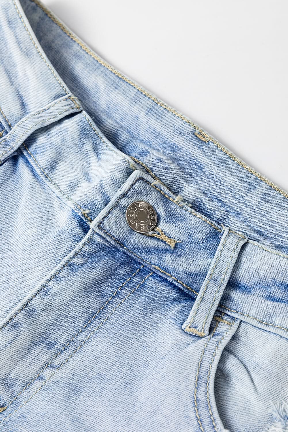 Love Salve Beau Blue Distressed Flare Jeans