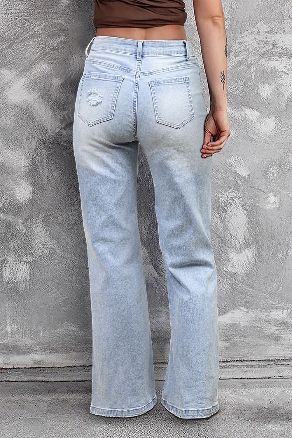 Love Salve Beau Blue Distressed Flare Jeans