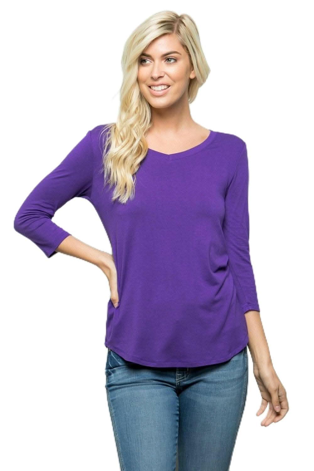 Celeste plus size v-neck tee - purple