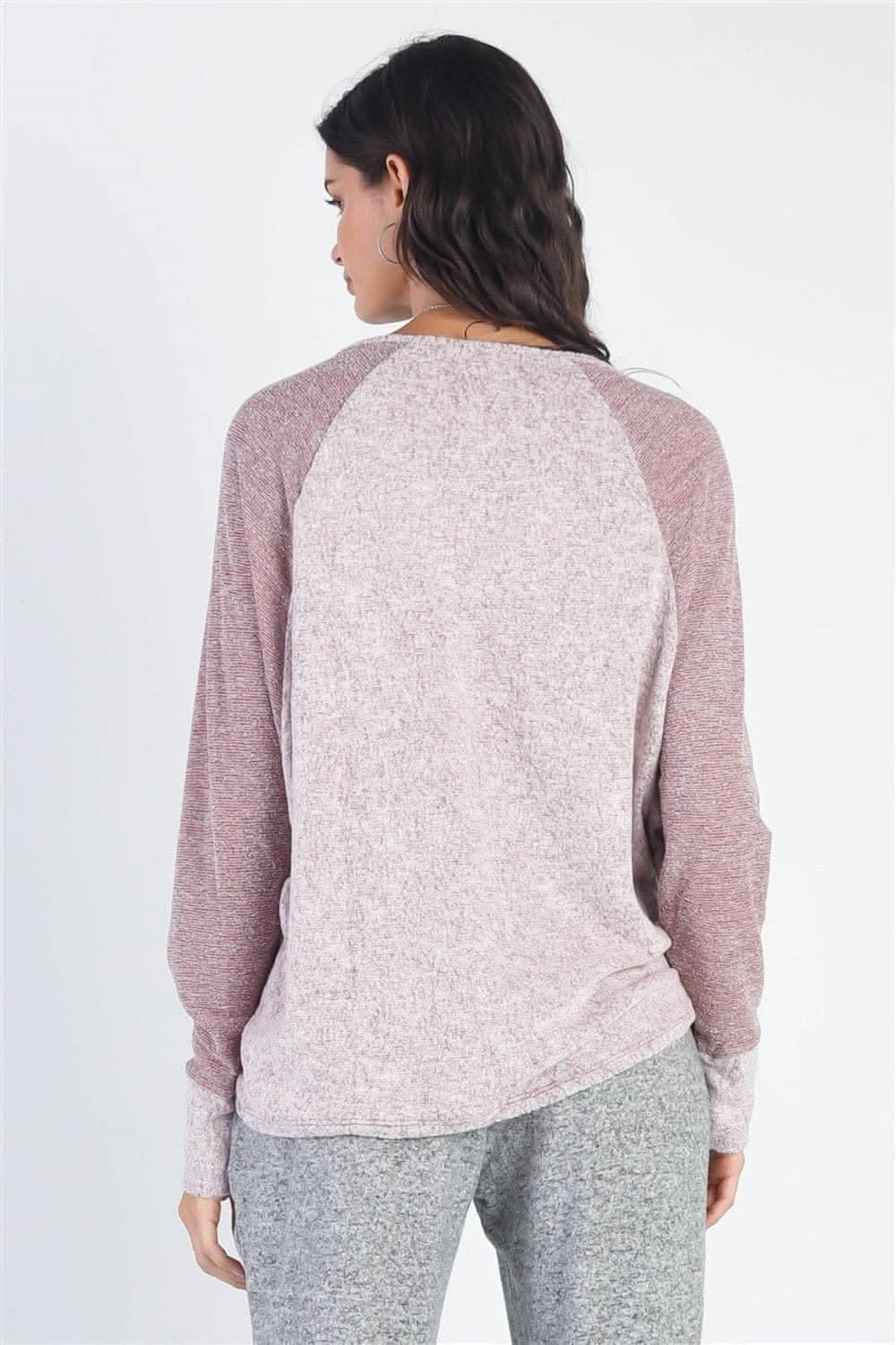 Chic burgundy long sleeve top