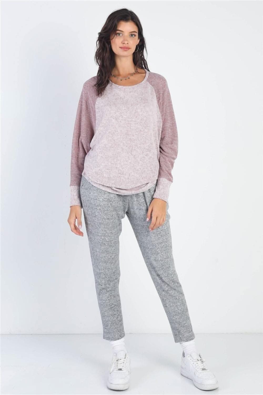 Chic burgundy long sleeve top