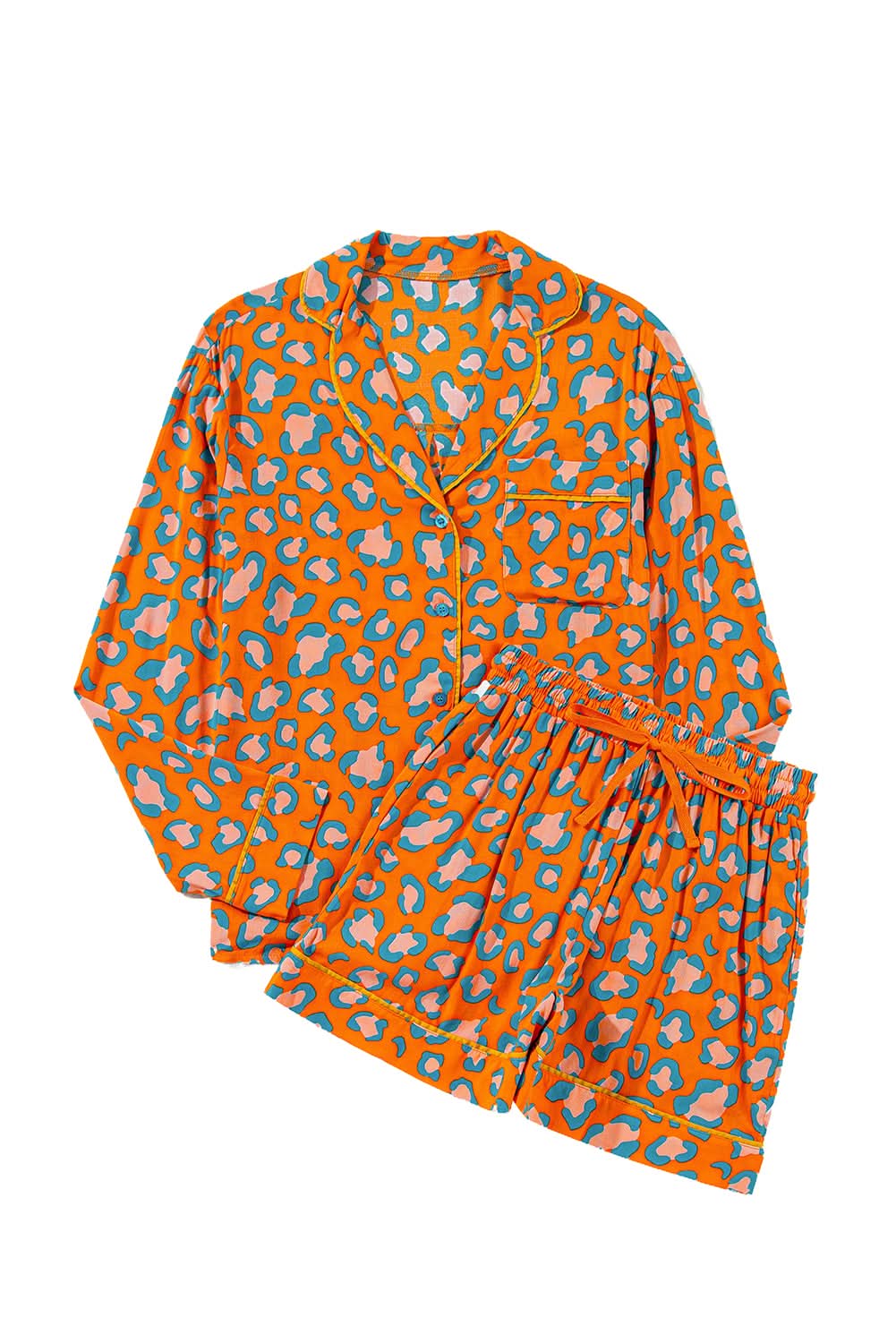 Leopard Print Orange Loungewear Set