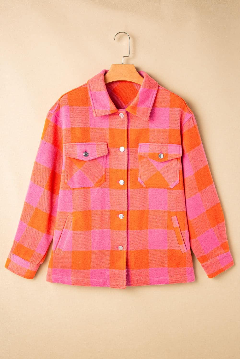 Orange plaid button-up jacket