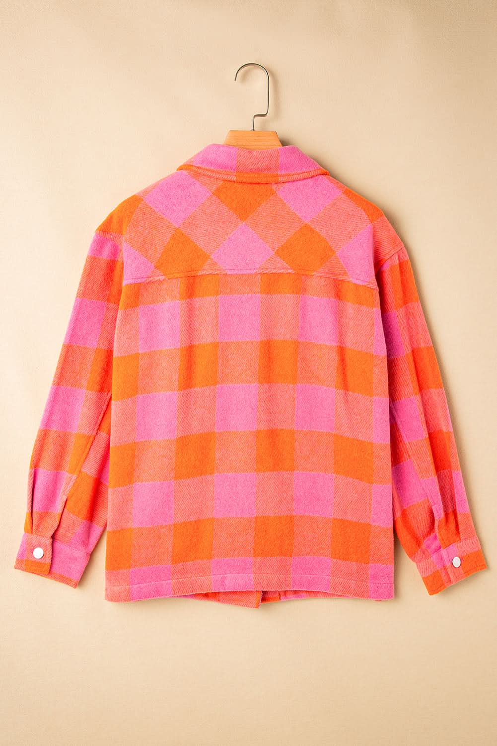 Orange plaid button-up jacket