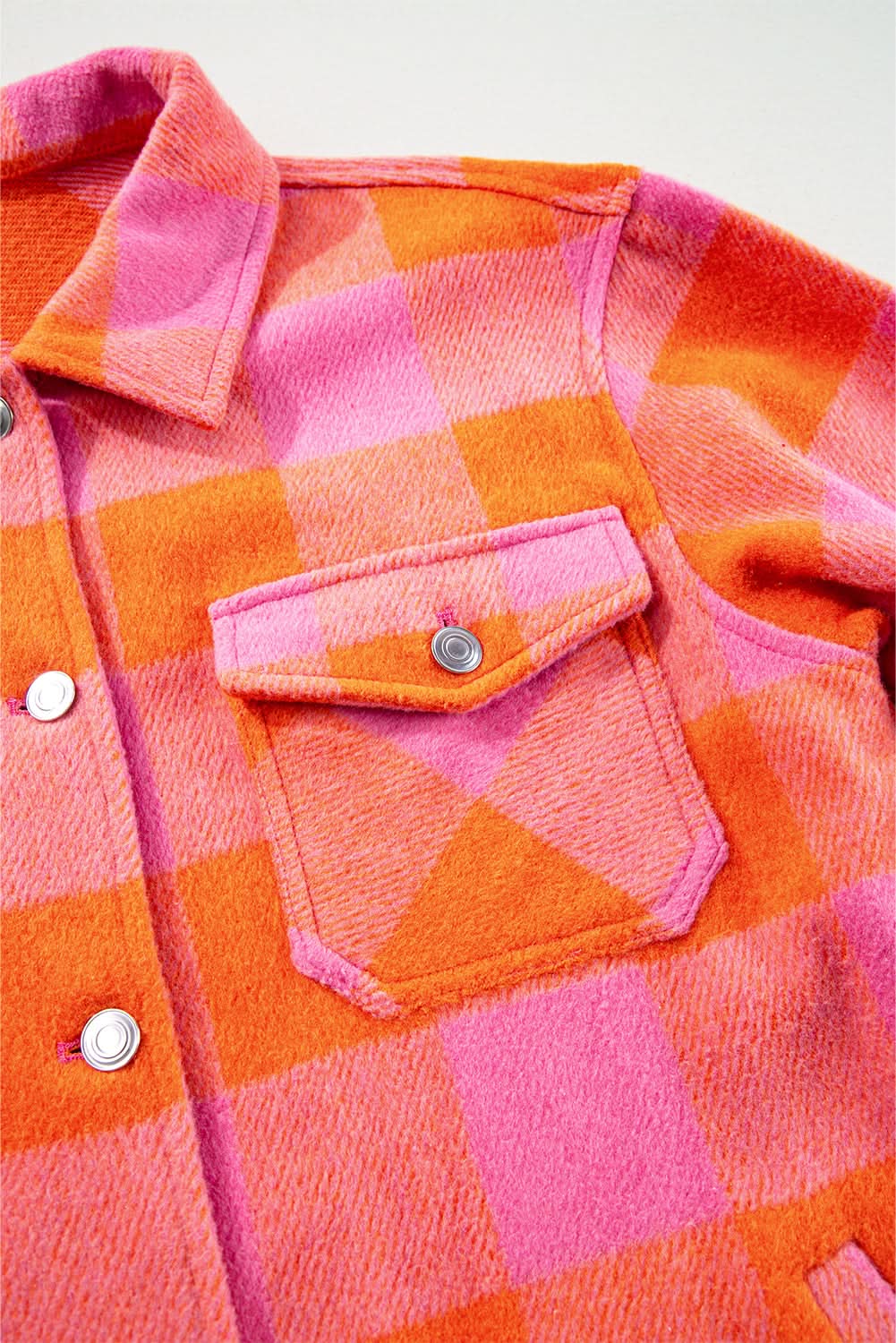 Orange plaid button-up jacket