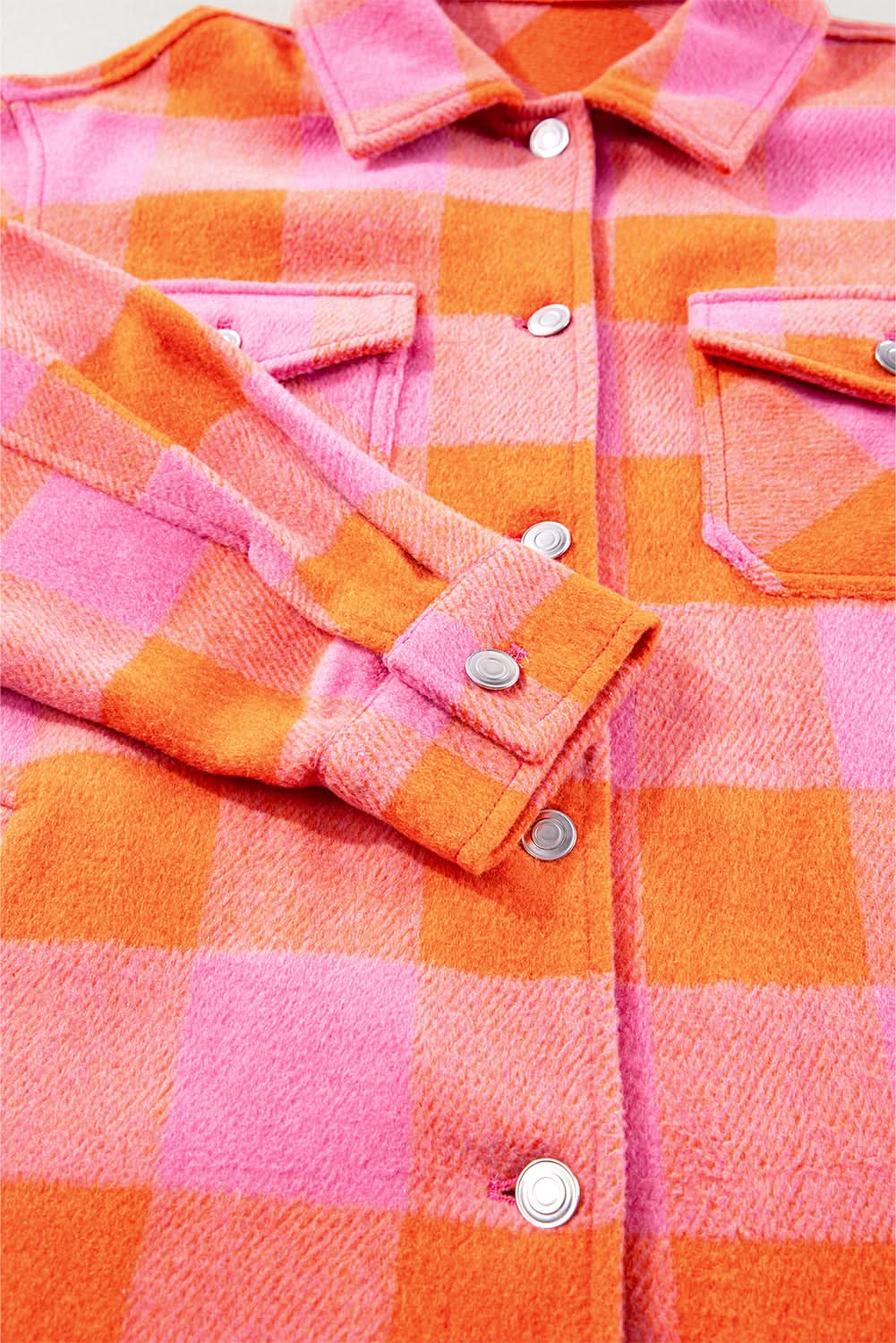 Orange plaid button-up jacket