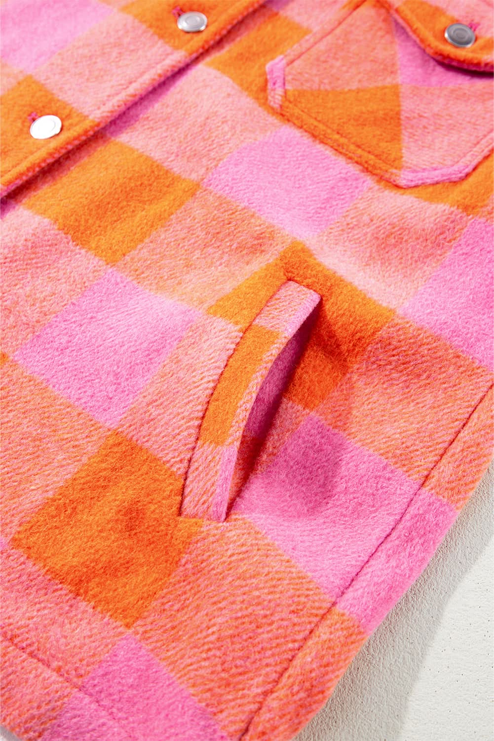 Orange plaid button-up jacket