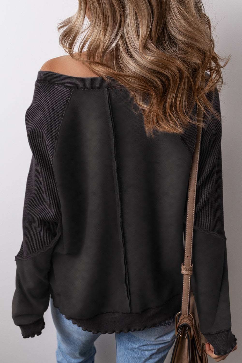Chic black patchwork sweatshirt