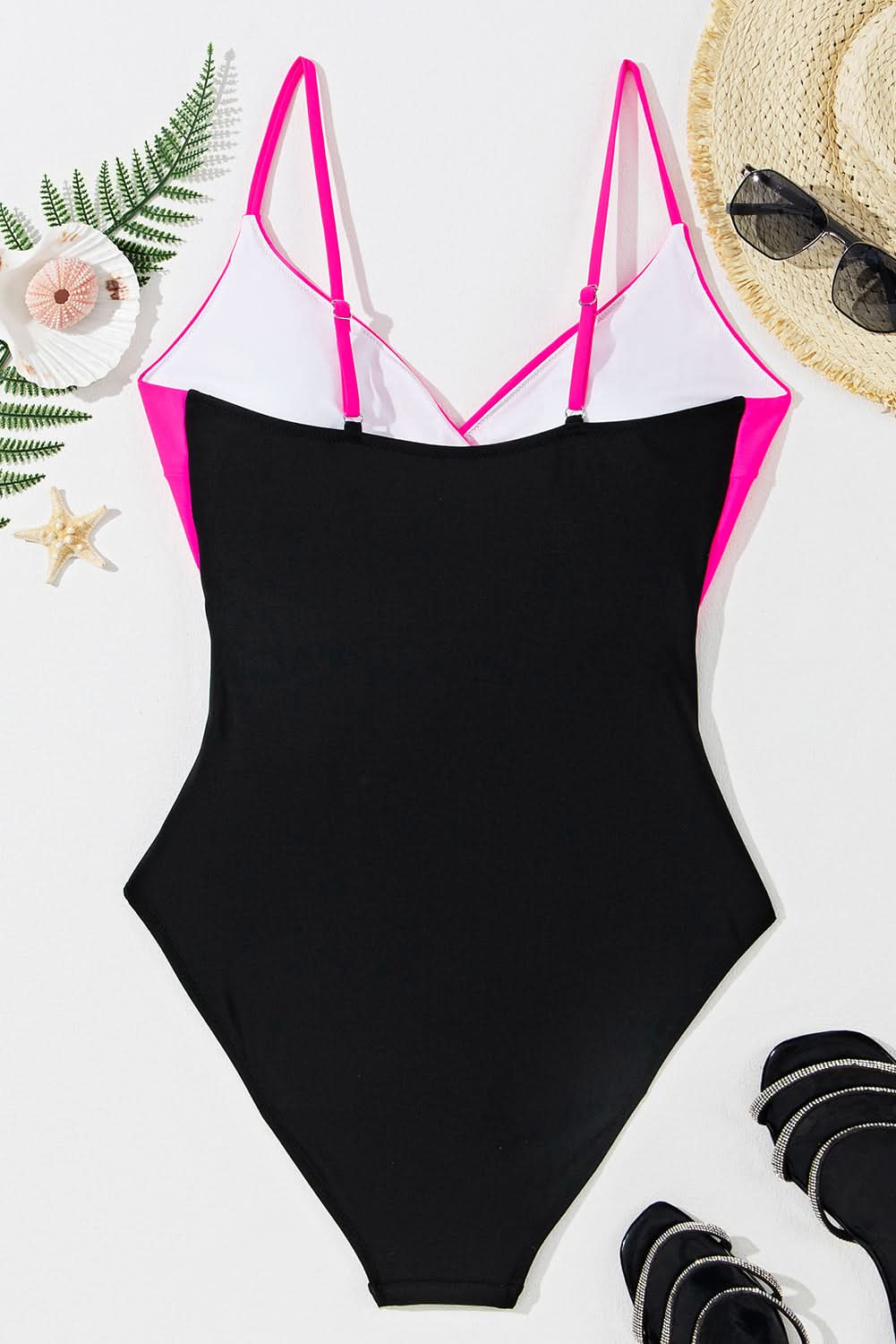 Chic rose red cutout monokini