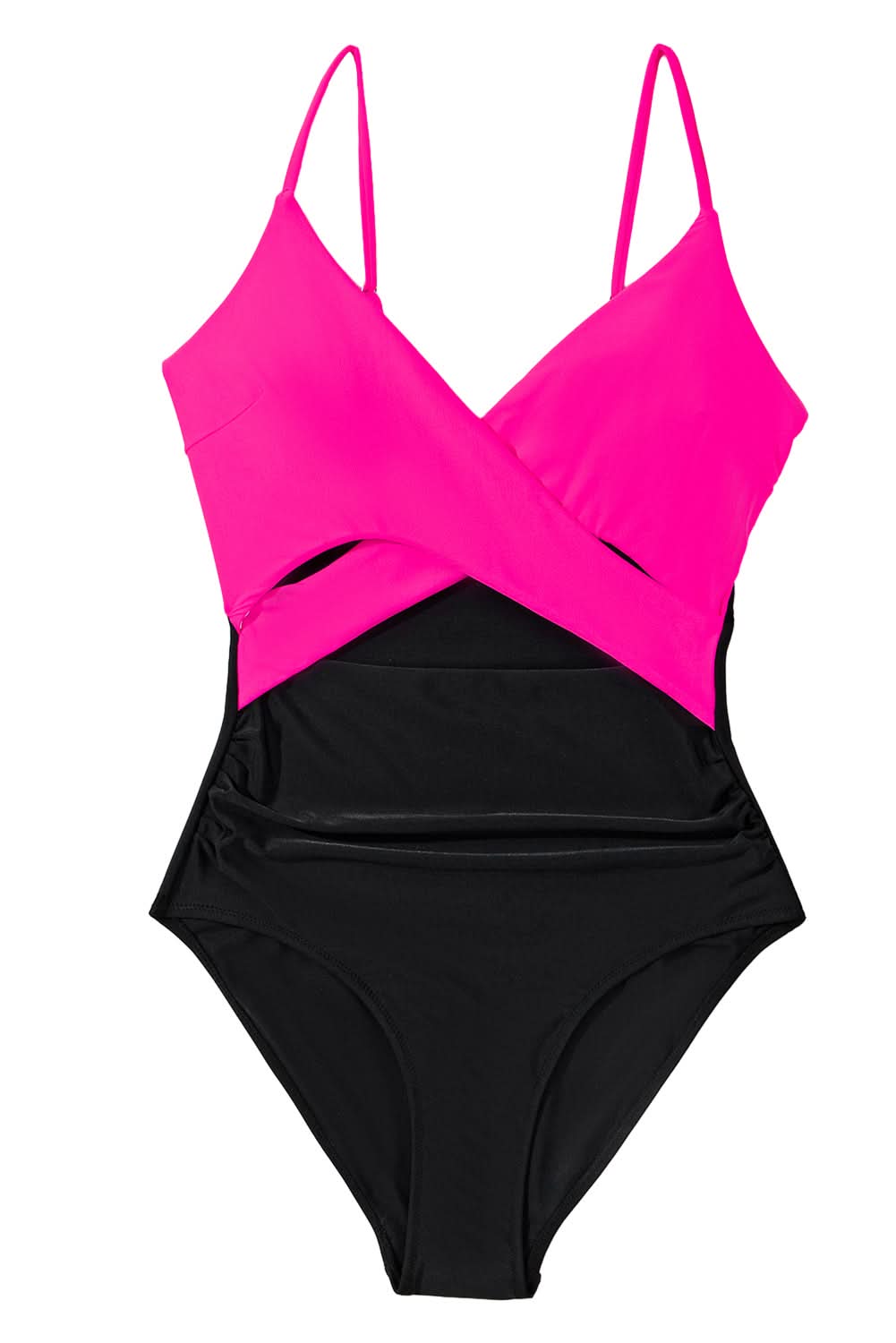 Chic rose red cutout monokini