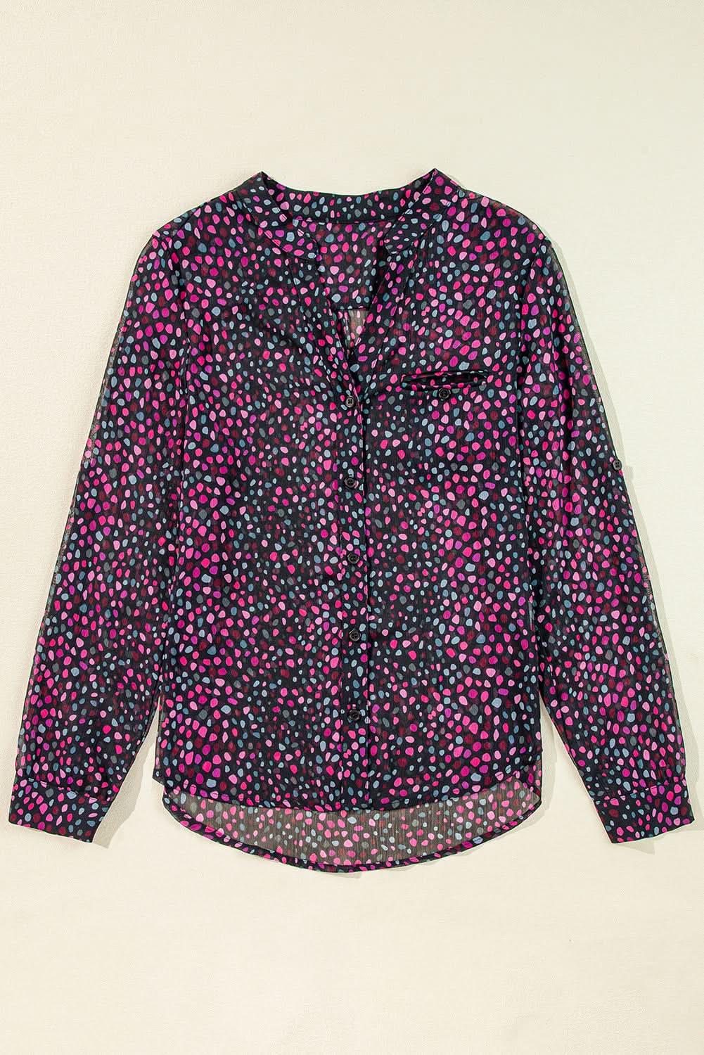 Grape Wine Polka Dot Printed Buttoned Casual Shirt