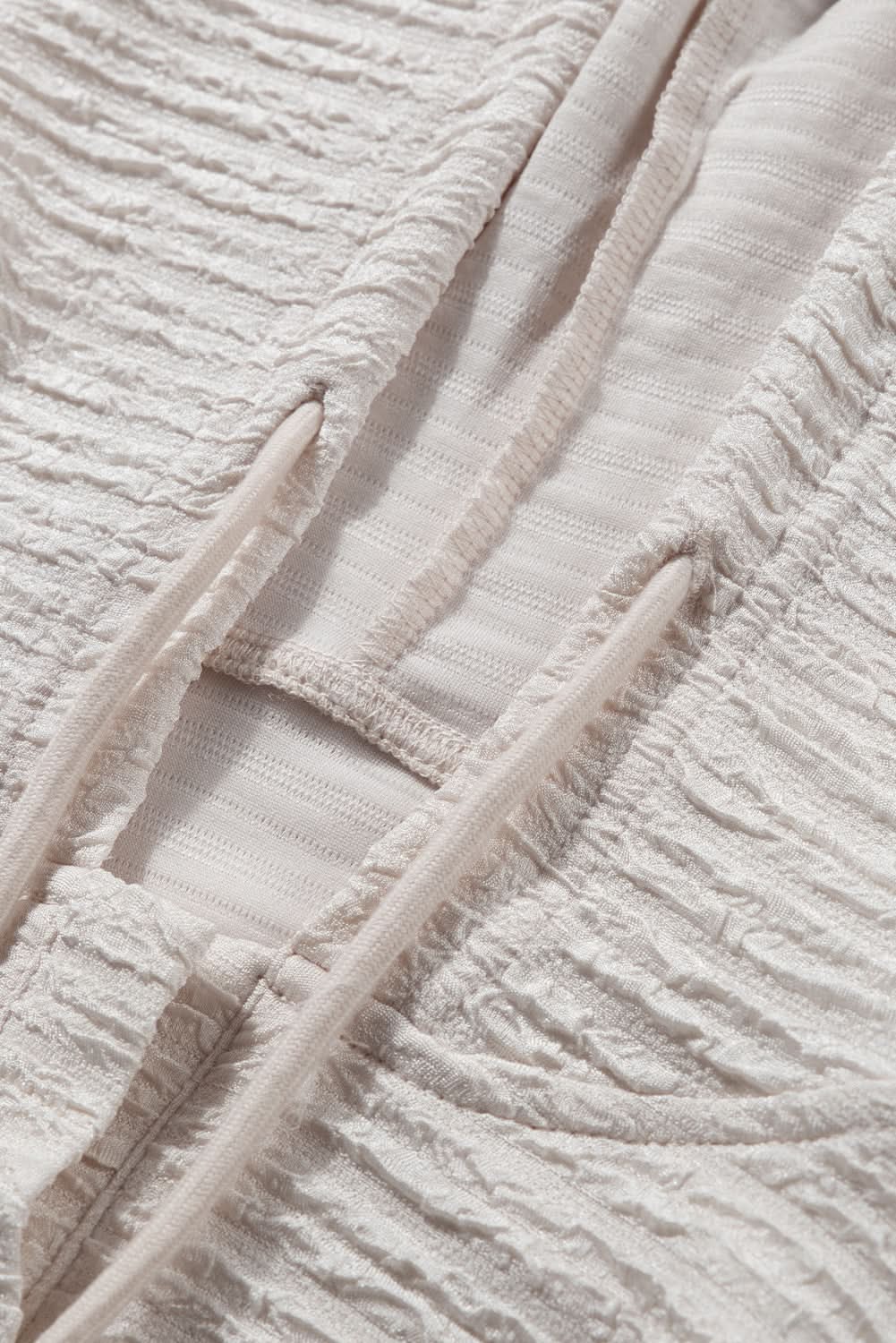 Love Salve Apricot Solid Textured Drawstring Henley Hoodie