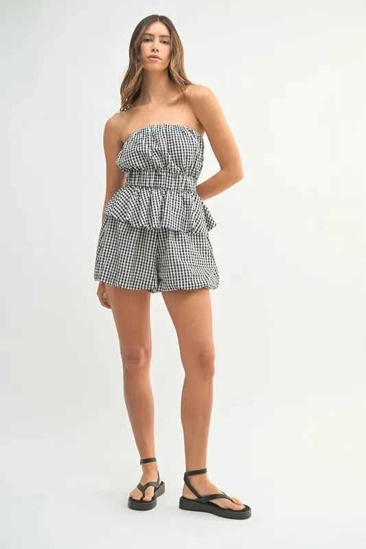 MABLE Gingham Tube Top and Shorts Set