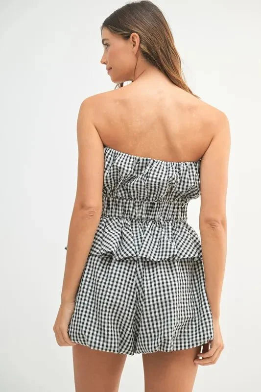 MABLE Gingham Tube Top and Shorts Set
