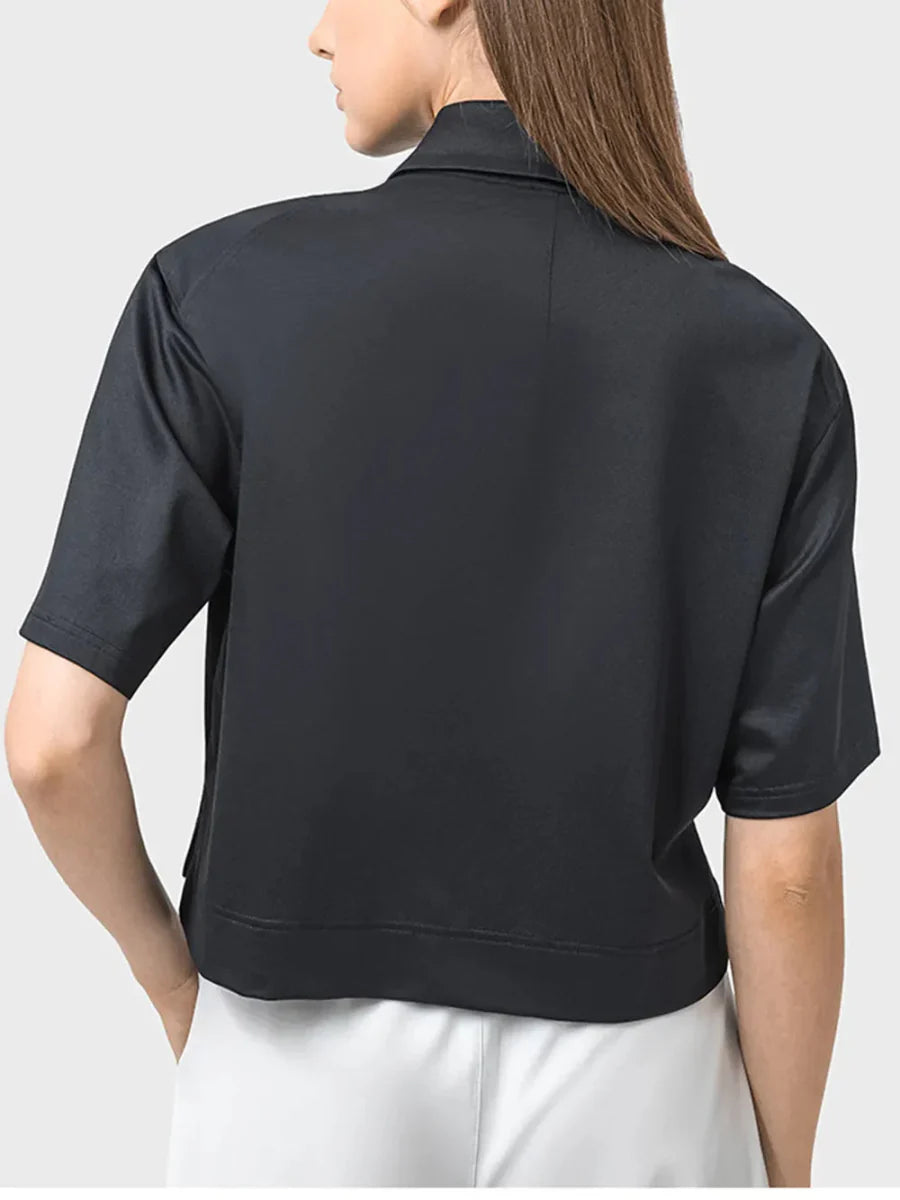Millennia Half Button Short Sleeve Active T-Shirt for Women