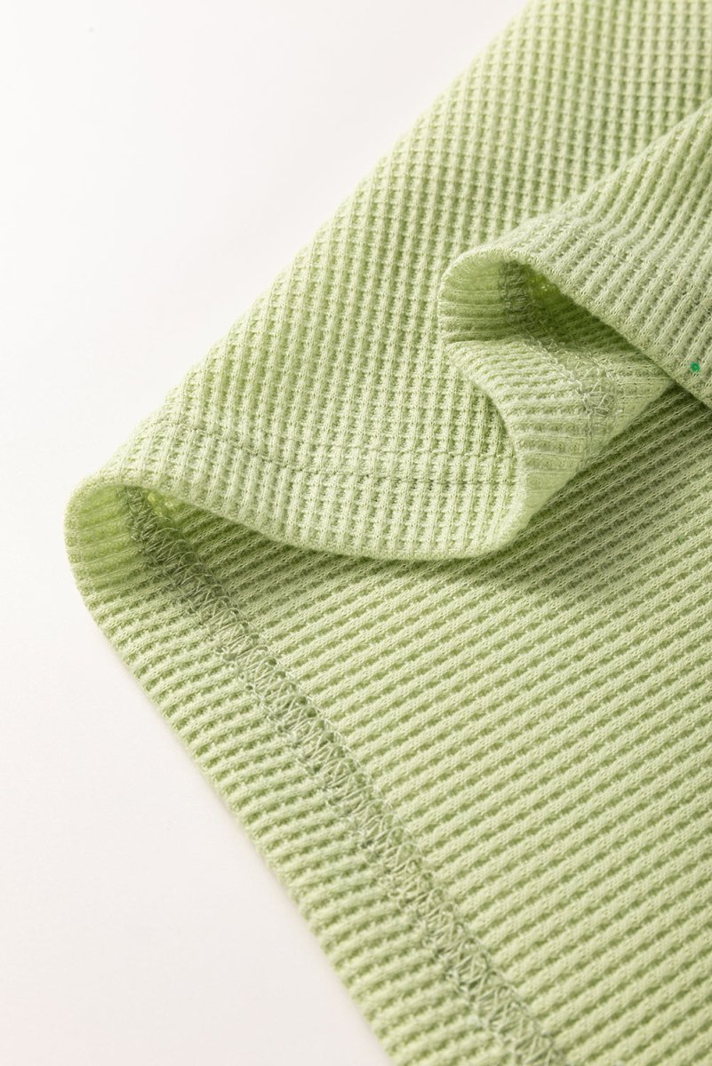 Mint Green Striped Patchwork Textured Colorblock Knit Top