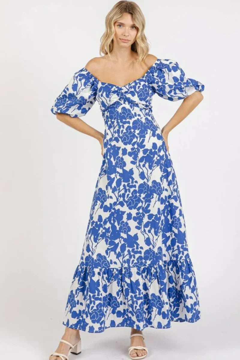 Mittoshop Cutout Back Floral Sweetheart Neck Dress