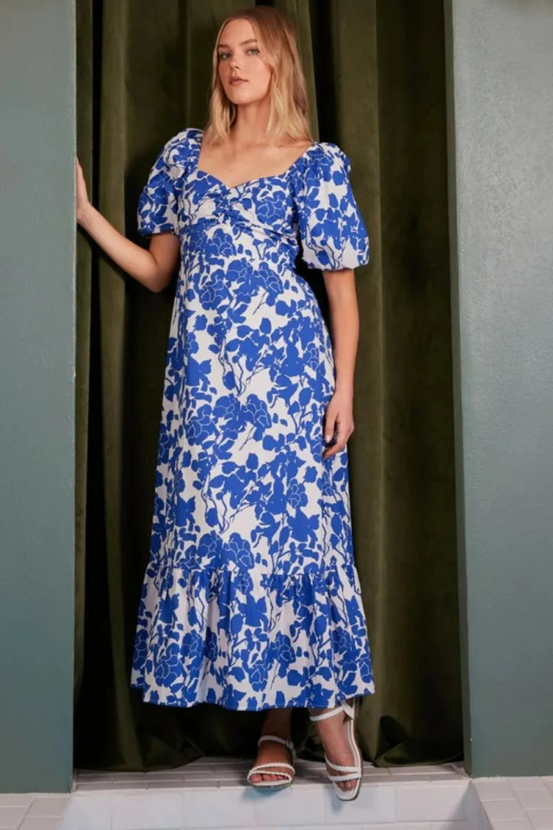 Mittoshop Cutout Back Floral Sweetheart Neck Dress