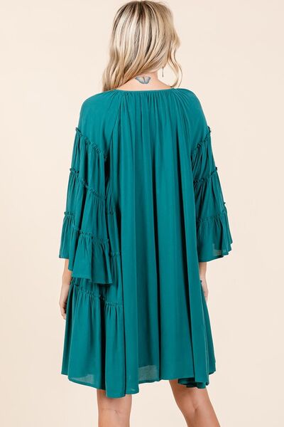 Mittoshop Frill Tie Neck Bell Sleeve Dress for Women