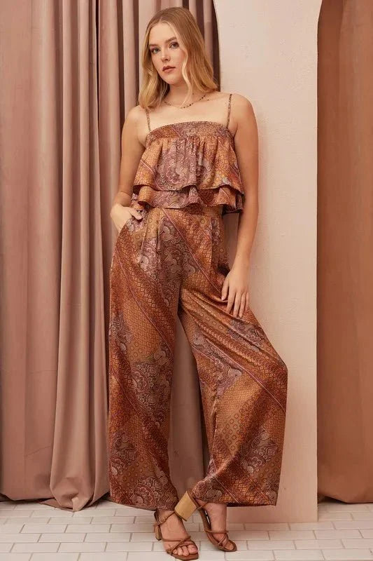 Mittoshop Paisley Patchwork Print Satin Wide Leg Pants