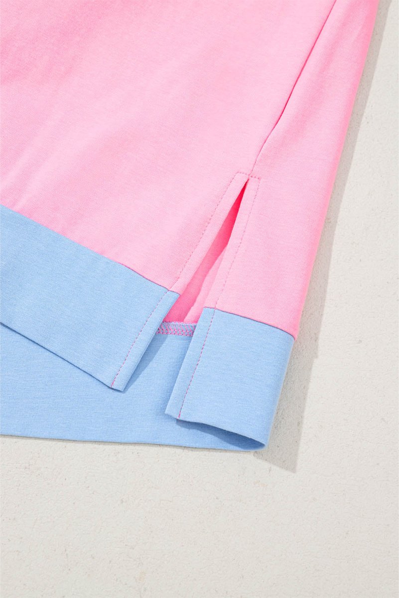 Myosotis Two Tone Half Buttons Collared T Shirt for Women