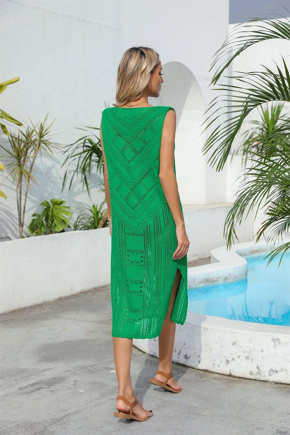 Sheer v-neck beach cover-up