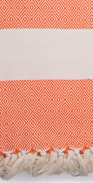 Venice Orange Turkish Towel 100 Percent Cotton 40 Inch by 70 Inch Quick Dry Sand Resistant Eco Friendly Beach Bath Blanket