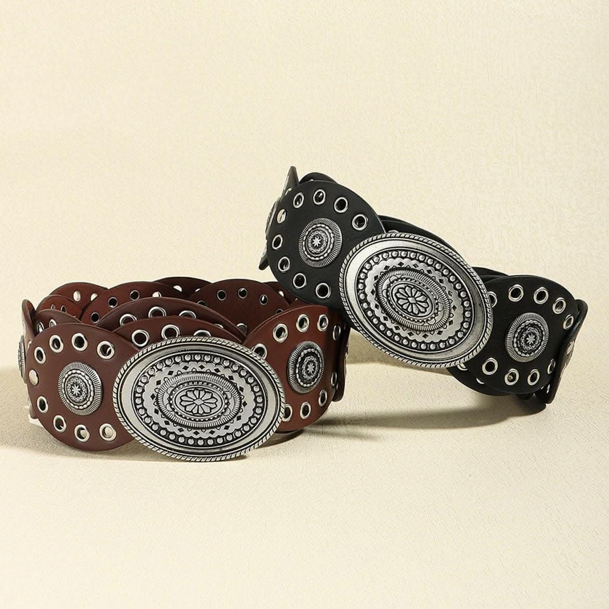 Stylish Oval Buckle Belt - 24.4"