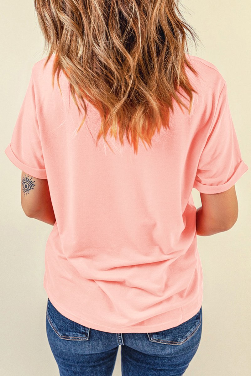 Pink Summer Food Bow Crawfish Printed T Shirt for Women