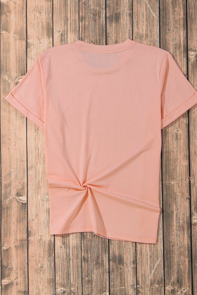 Pink Summer Food Bow Crawfish Printed T Shirt for Women