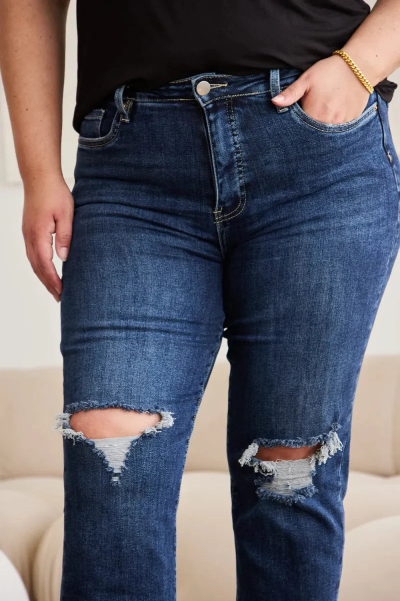 RFM Crop Dylan Full Size Tummy Control Distressed Jeans