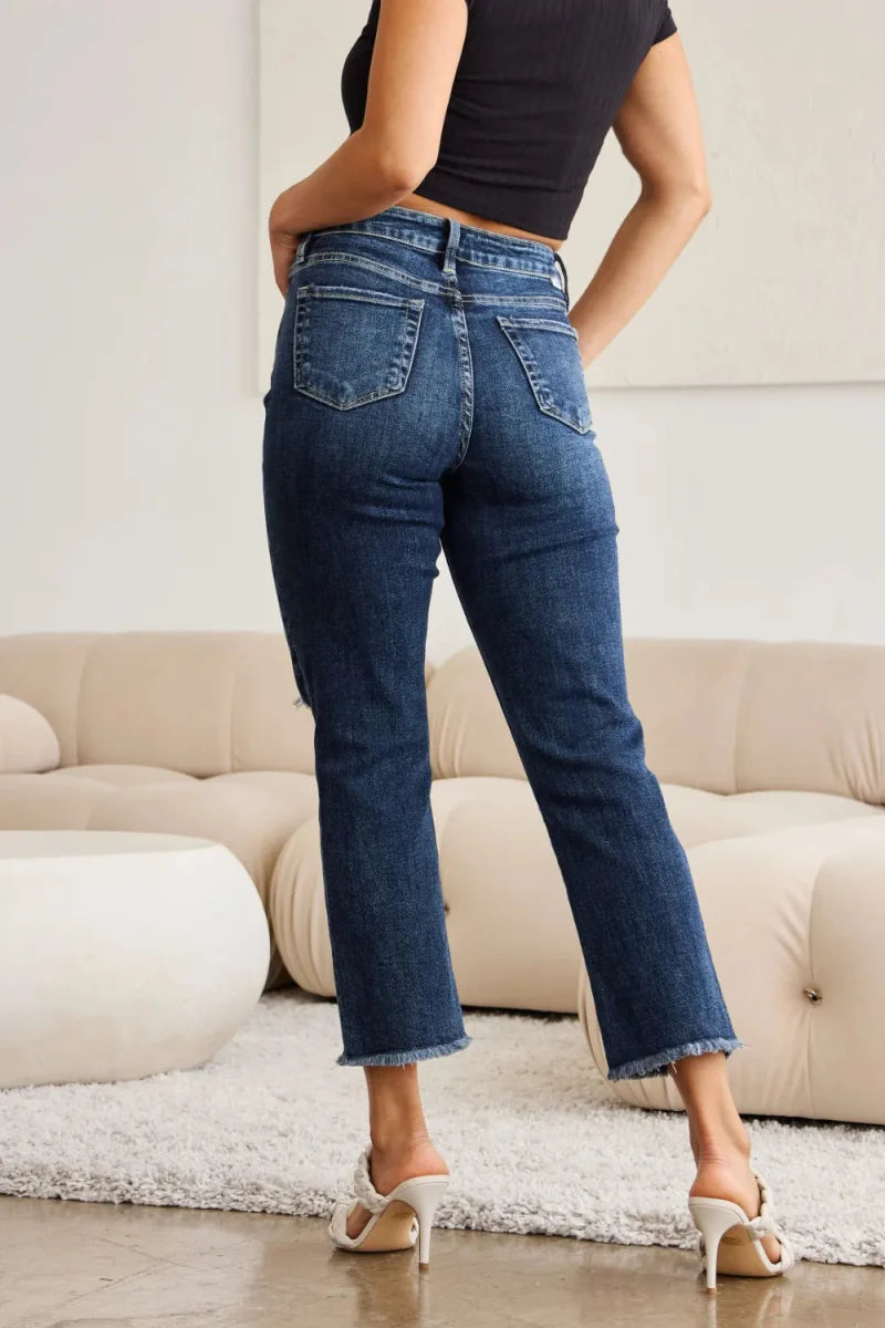 RFM Crop Dylan Full Size Tummy Control Distressed Jeans