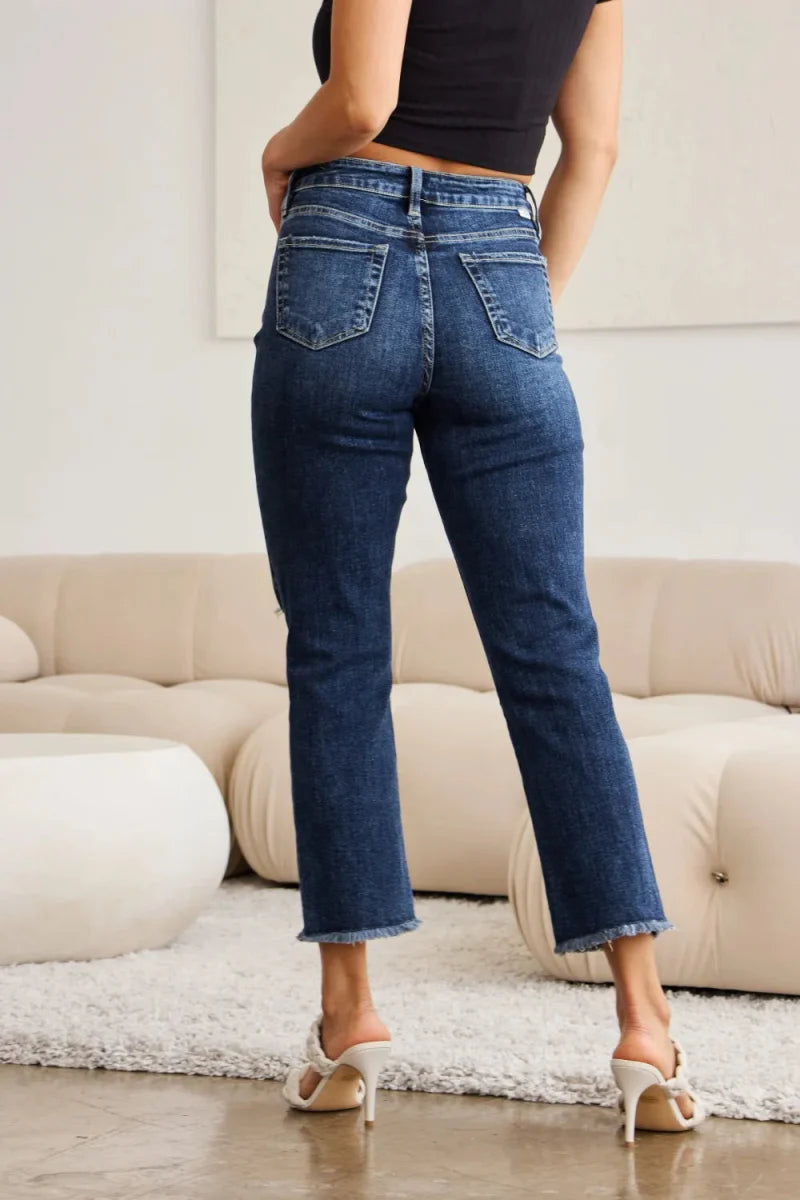 RFM Crop Dylan Full Size Tummy Control Distressed Jeans