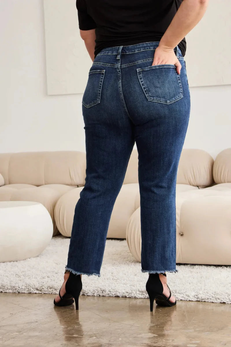 RFM Crop Dylan Full Size Tummy Control Distressed Jeans