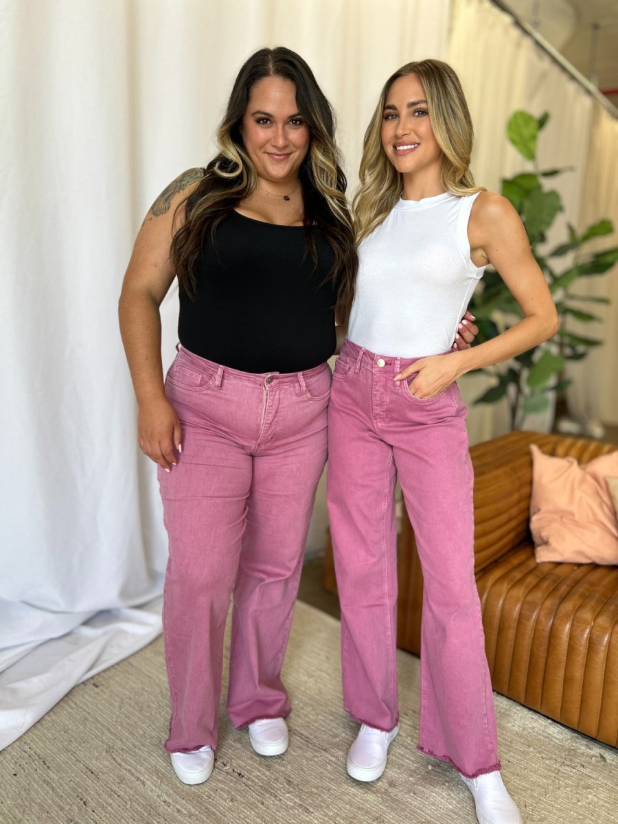 Premium RFM Full Size High Rise Garment Dye Wide Leg Jeans for Women