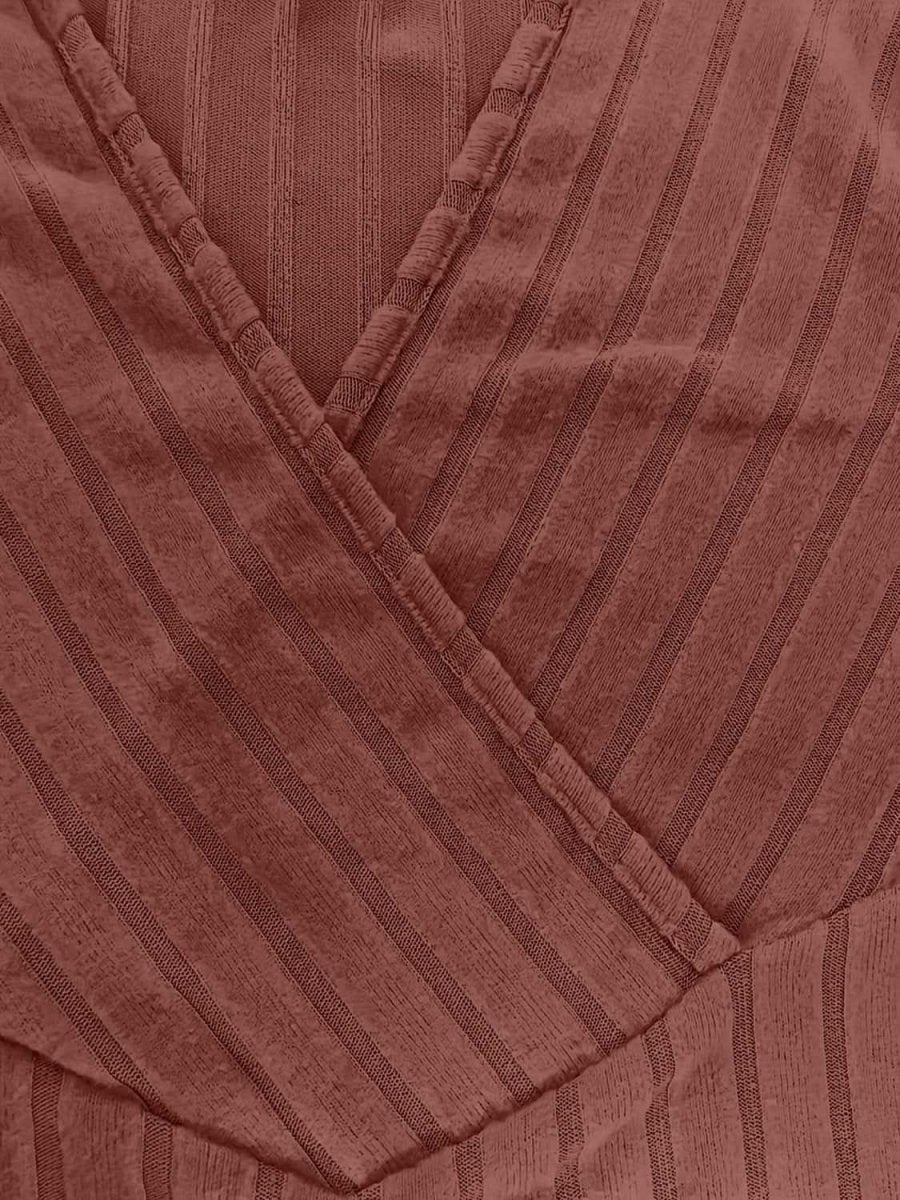 Ribbed Surplice Long Sleeve T-Shirt