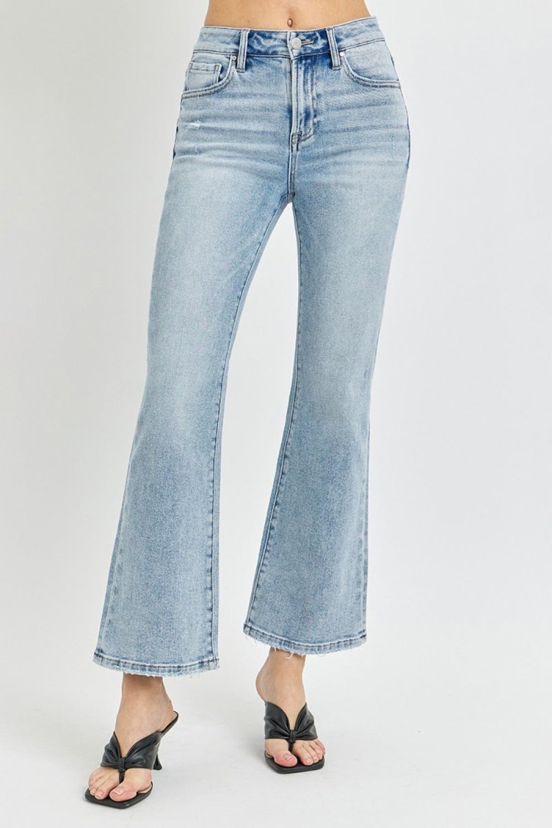 Premium RISEN Full Size High Rise Ankle Flare Jeans for Women