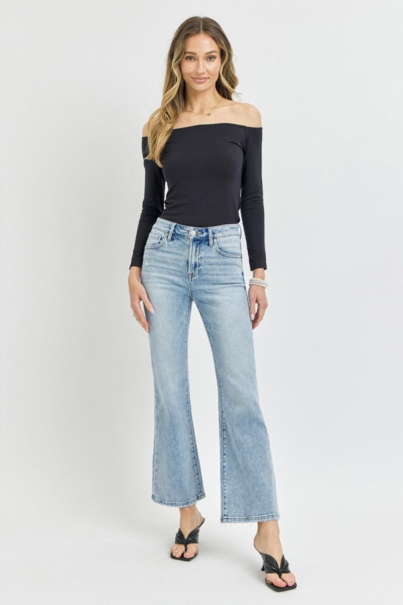 Premium RISEN Full Size High Rise Ankle Flare Jeans for Women