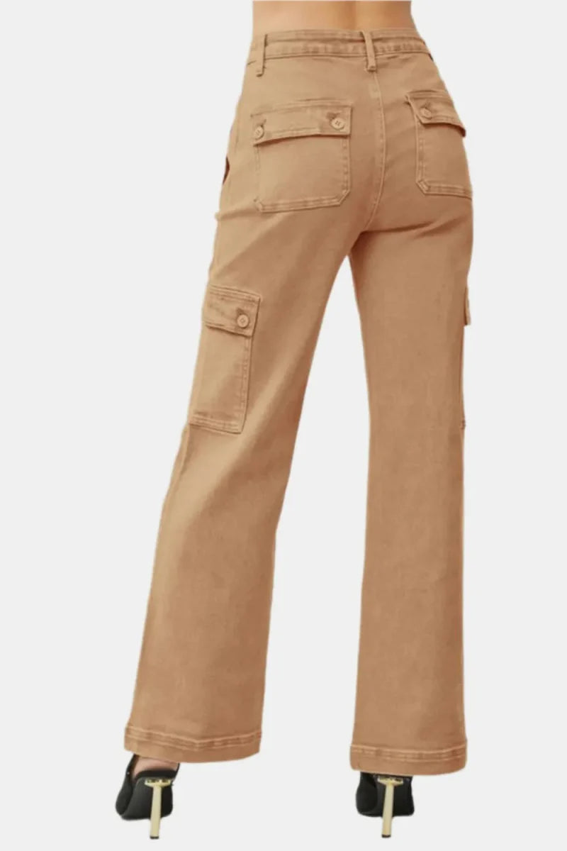 RISEN Full Size High Rise Wide Leg Cargo Jeans for Women