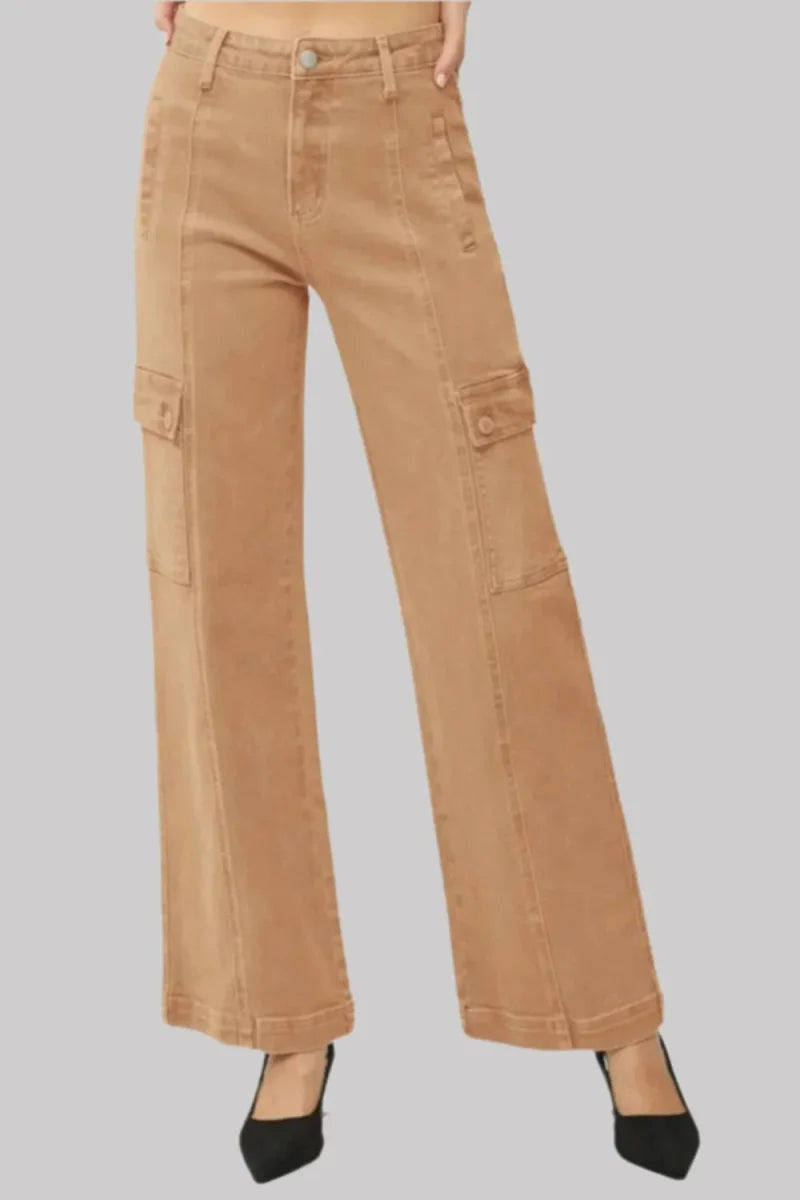 RISEN Full Size High Rise Wide Leg Cargo Jeans for Women