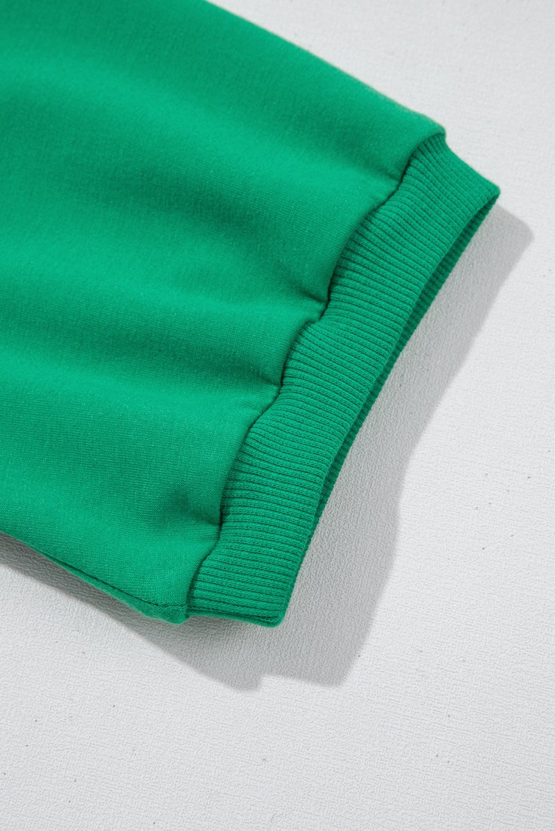 Sea Green Half Zip Puff Sleeve Top and Ruffled Shorts Set